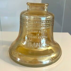 Vintage Carnival glass liberty bell bank